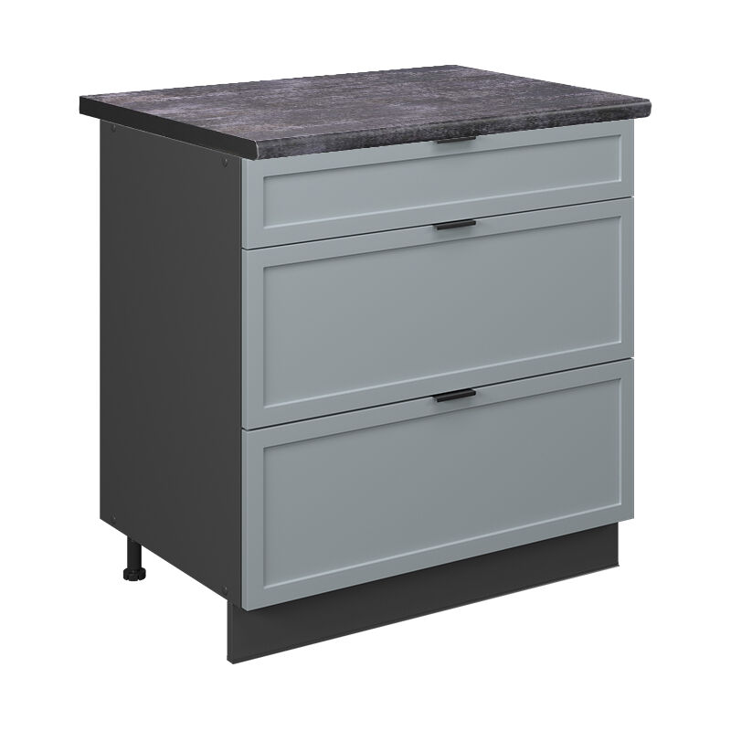 Vicco - Küchenunterschrank Fame-line, Hellblau-grau, 80 Cm Mit 3 Schubladen, Ap Anthrazit