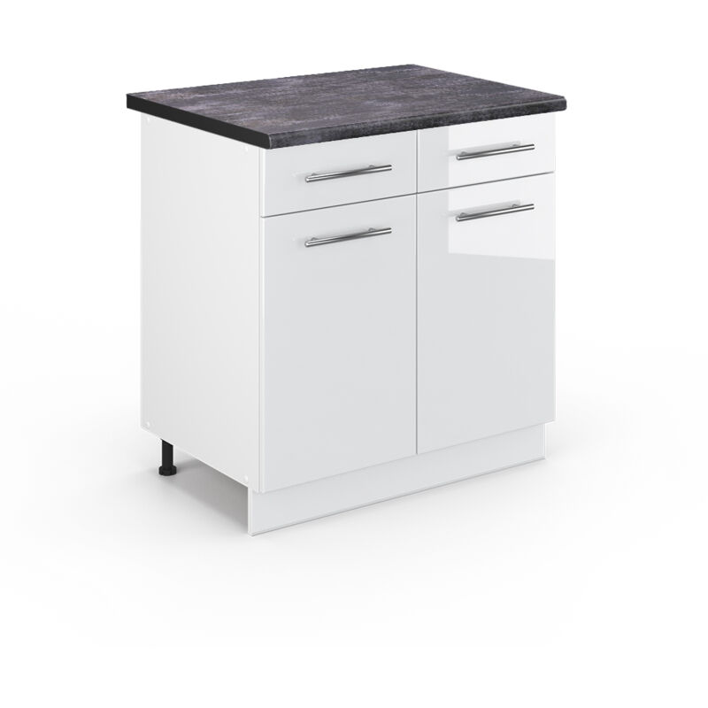 Vicco - Küchenunterschrank Fame-line, Weiß Hochglanz, 80 Cm , Ap Anthrazit