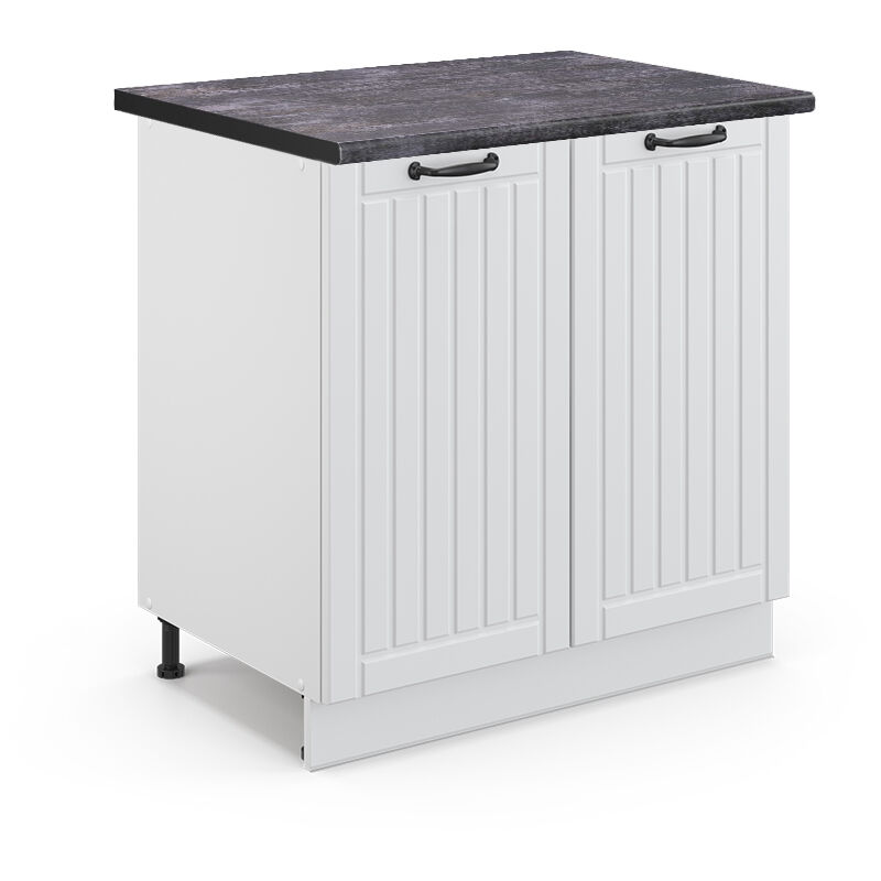 Vicco - Spülenunterschrank Fame-line, Weiß Landhaus, 80 Cm Mit Regal, Ap Anthrazit