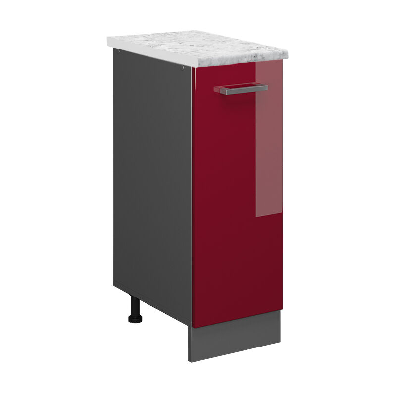 Vicco - Apothekerschrank R-line, Bordeaux Hochglanz, 30 Cm Ap Marmor