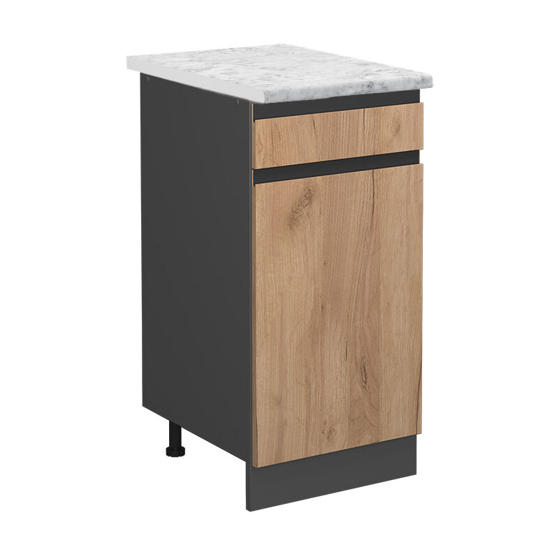 Küchenunterschrank R-line, Goldkraft Eiche, 40 Cm Ap Marmor Vicco