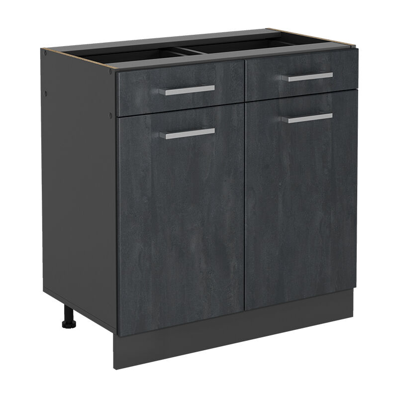 Vicco - Küchenunterschrank R-line, Schwarz Beton, 80 Cm Ohne Arbeitsplatte