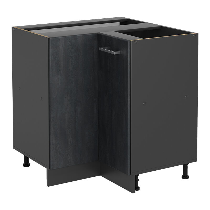Eckunterschrank R-line, Schwarz Beton, 75.6 Cm Ohne Arbeitsplatte, Vicco