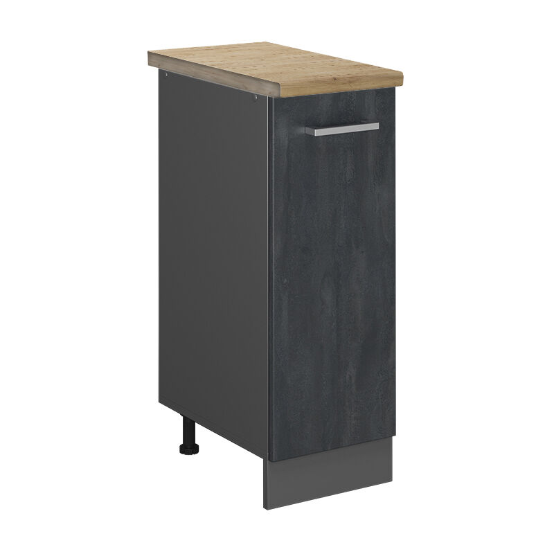 Vicco - Apothekerschrank R-line, Schwarz Beton, 30 Cm Ap Eiche