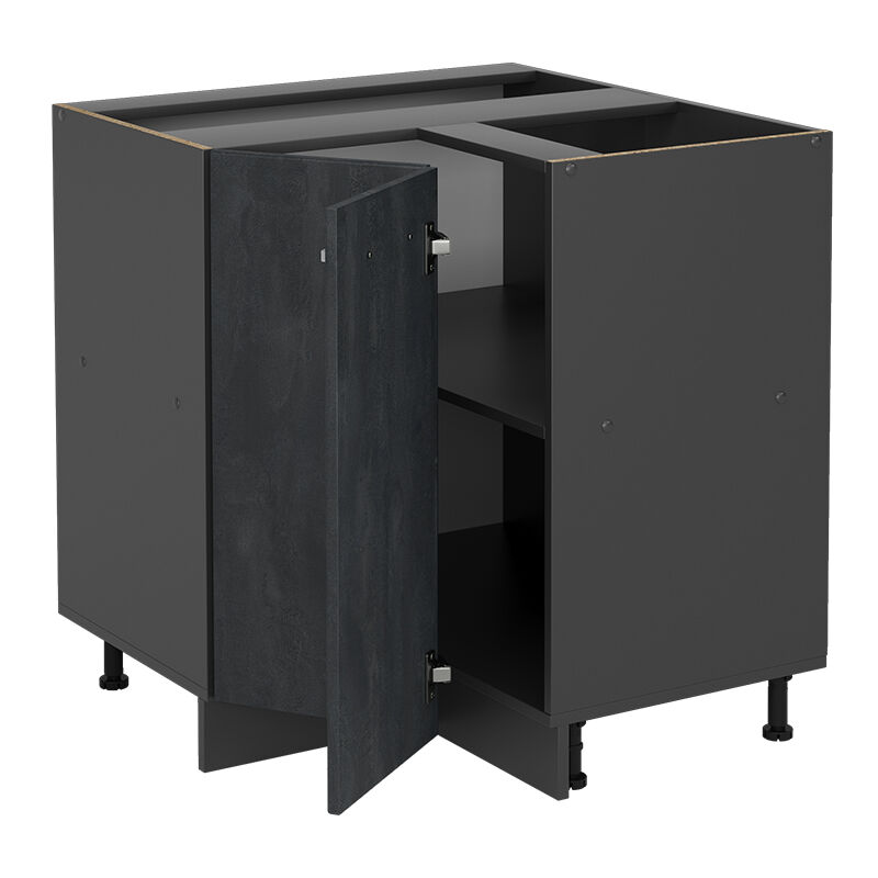 Vicco - Eckunterschrank R-line, Schwarz Beton, 75.6 Cm Ap Eiche
