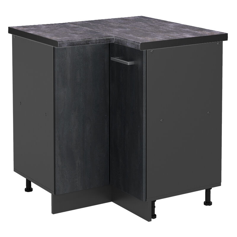 Vicco - Eckunterschrank R-line, Schwarz Beton, 75.6 Cm Ap Anthrazit