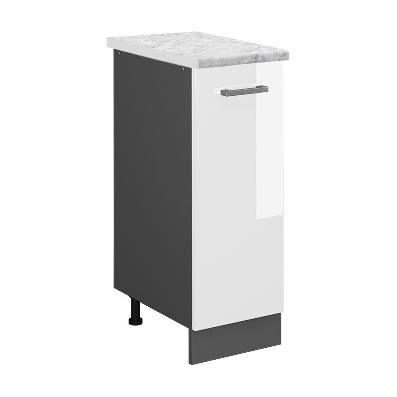 Vicco - Apothekerschrank R-line, Weiß Hochglanz, 30 Cm Ap Marmor