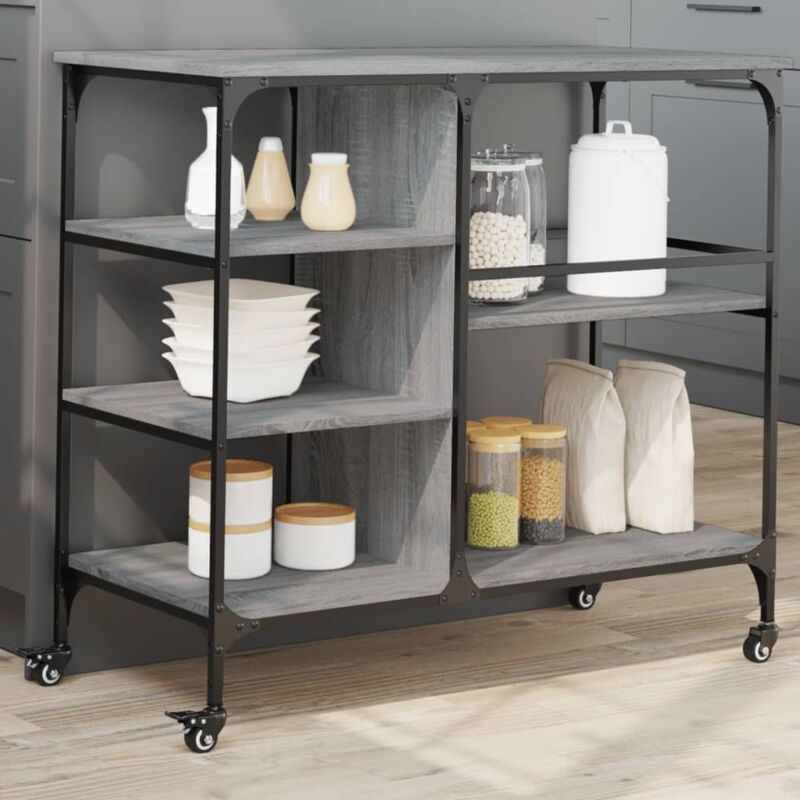 Küchenwagen Grau Sonoma 100x45x89, 5 Cm Holzwerkstoff - Vidaxl