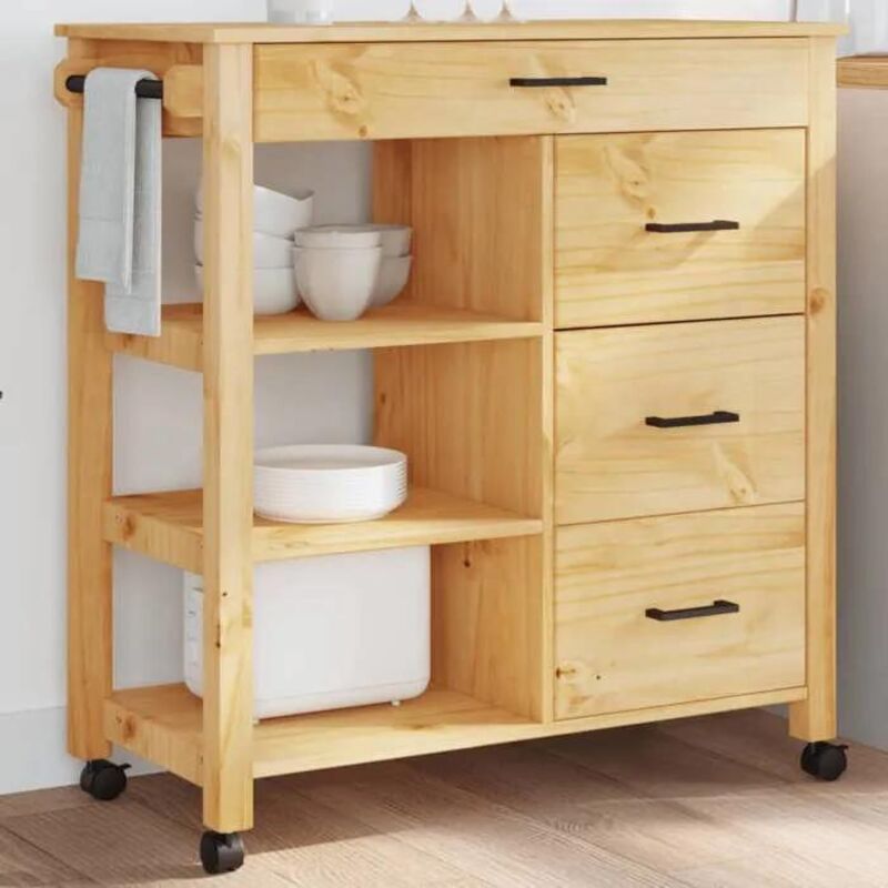 Vidaxl Küchenwagen Monza Massivholz Kiefer 84x40x90 Cm