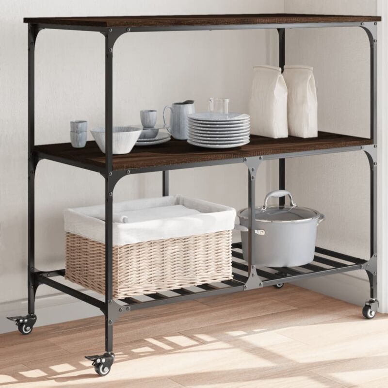 Küchenwagen Braun Eichen-optik 100x50x95 Cm Holzwerkstoff - Vidaxl