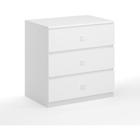 Kudl - Kids 3 Drawer Chest - MDF/Wood - L45 x W70 x H70 cm - White