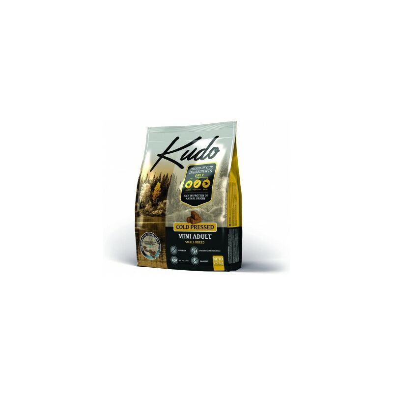 

Pienso Seco Prensado en Frío para Perros Adultos de Tamaño Pequeño. Receta Natural Pollo Mini Grain Free 7,5 Kg - Kudo