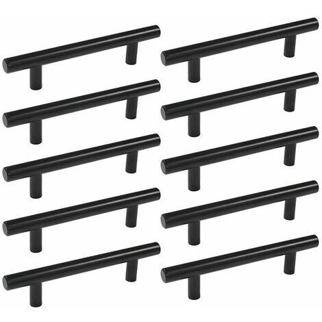 kueatily 10 pz 160 mm T Bar Baton Maniglie Delle Porte Dell'armadio Da Cucina Cassetto Dell'armadio Mobili Camera Da Letto Tira Nero