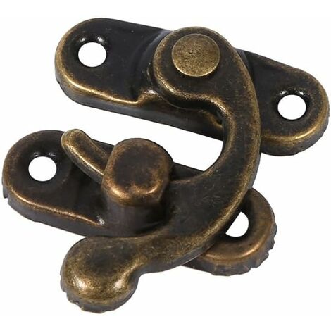 kueatily 12X Antique Gauche/Droite Loquet Crochet Hasp Corne de Verrouillage avec loquet de Vis Sac Bricolage, bois, bote à bijoux Décoration Décoratifs Cadeau Vin Bote En Bois (right-Bronze foncé)