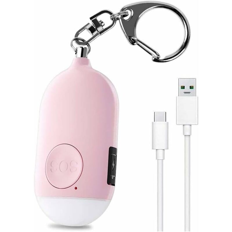 130 DB Alarme Personnelle d'urgence,Rechargeable Alarme de Sécurité avec LED Lampe de Poche Torche Alarme Anti Agression,pour Femme Enfants Personnes