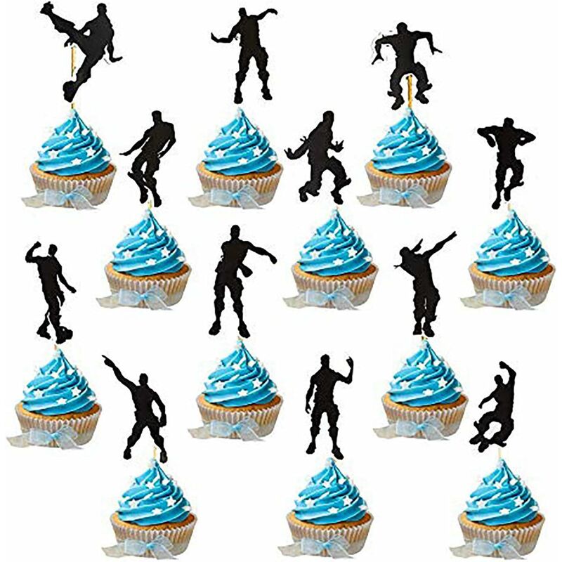 24 pezzi Glitter Cake Toppers Buon compleanno