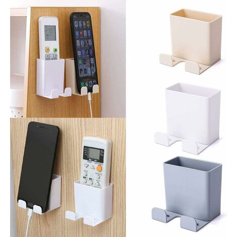 kueatily 3 Pezzi Supporto per Cellulare da Parete, ABS con Gancio Scatola da Parete per Supporto di Ricarica per Cellulare, Scatola di Immagazzinaggio del Telecomando (A)