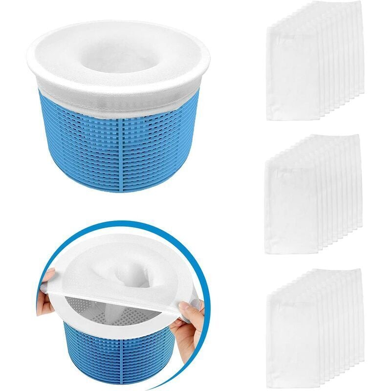 Kueatily - 30 Pièces Pool Skimmer Socks, Chaussettes d'écumeur de Piscine Perfect Filter Savers pour Panier de Skimmer de Filtre, Doublure d'écran en