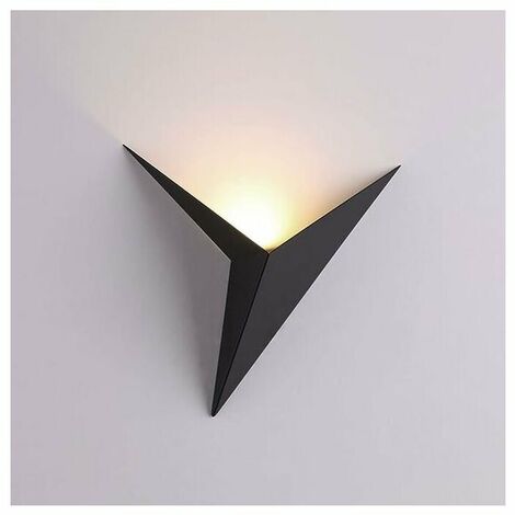 kueatily 3W LED Innenwandleuchte, Kreative Dreiecksform Schwarze Wandleuchte 3000K Warmweiß Moderne Metallwandleuchte für Schlafzimmer Wohnzimmer Treppe Flur (Schwarz)