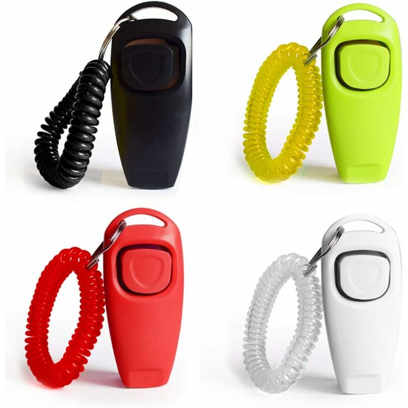 4 Pièces Chien Clicker Sifflet de Chien 2 en 1 de Clicker de Dressage avec Dragonne et Grand Bouton pour Chien, Chat ou Cheval Multicolore,4 Couleur