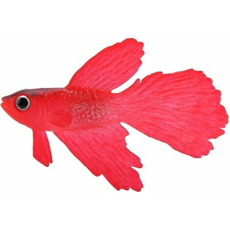 kueatily aquarium poisson nageur en plastique, silicone petits poissons réaliste et faux aquarium décoration (Betta Rouge)