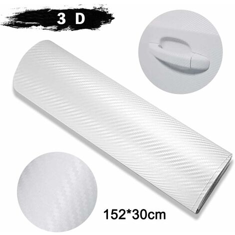 kueatily Autocollant de voiture en vinyle, film de fibre de carbone autocollant en vinyle de fibre de carbone film solaire de voiture(Blanc-152cm30cm)