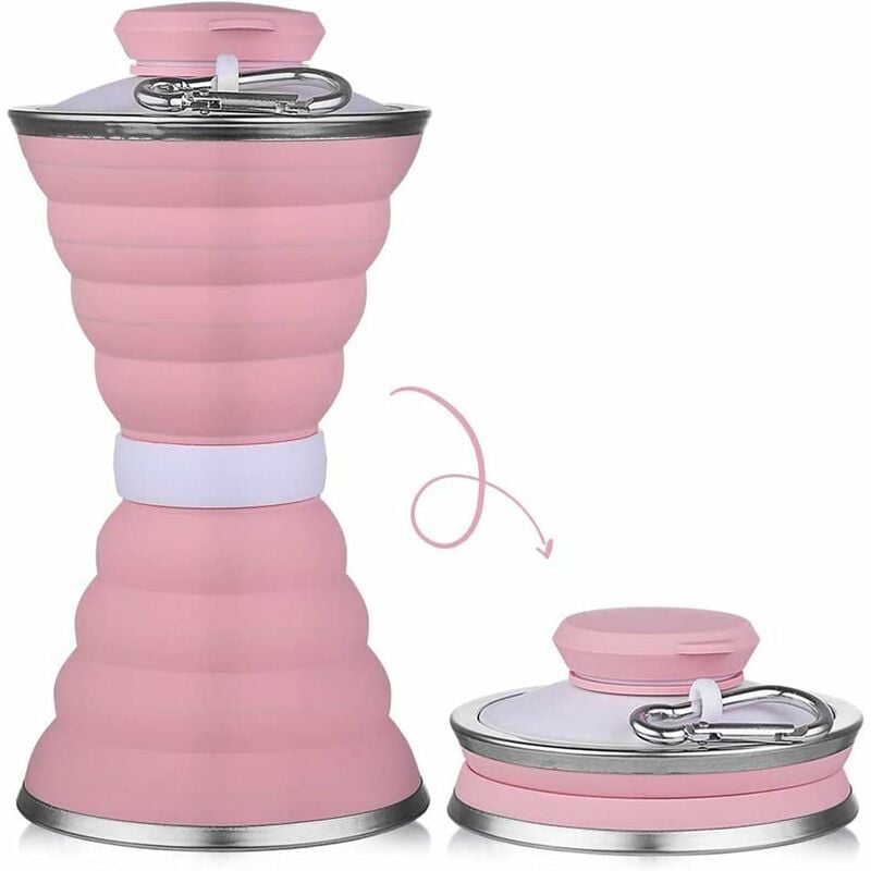 Kueatily - Boîteille d'eau pliable en siliCône (rose)-Fei Yu