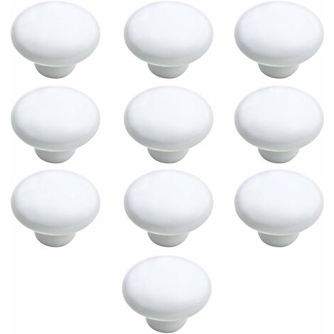 kueatily Bouton Porte 10 PCS Céramique Poignée Porte de Cuisine Armoire à Tiroirs Porte Boutons Blanc 33mm