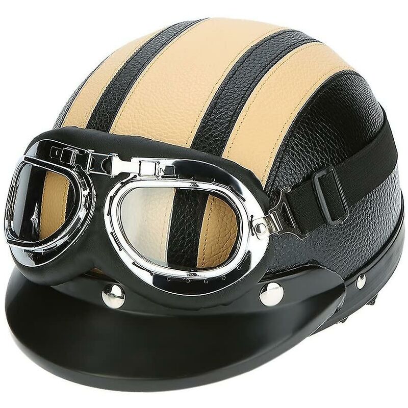 Casco Motorfiets Open Face Mezza Pelle con Visiera...