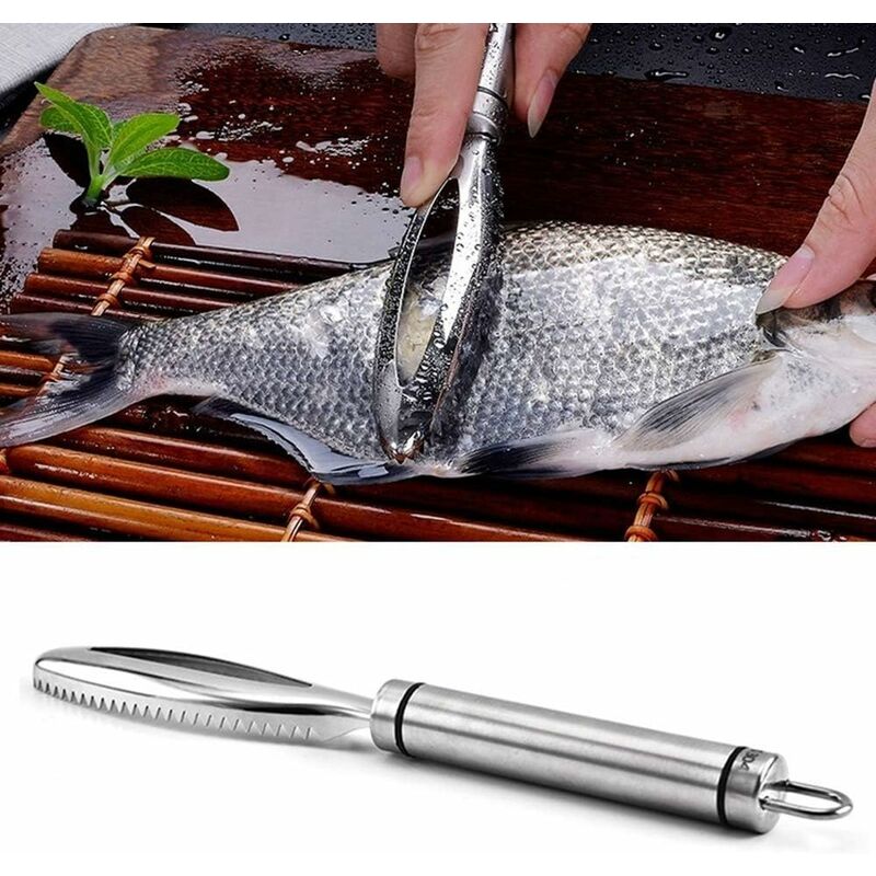 Kueatily - Décapant d'écailles de Poisson,Acier Inoxydable Poisson échelle Grattoir Cuisine Fruits De Mer Poissons Skinner Grattoir Nettoyant pour