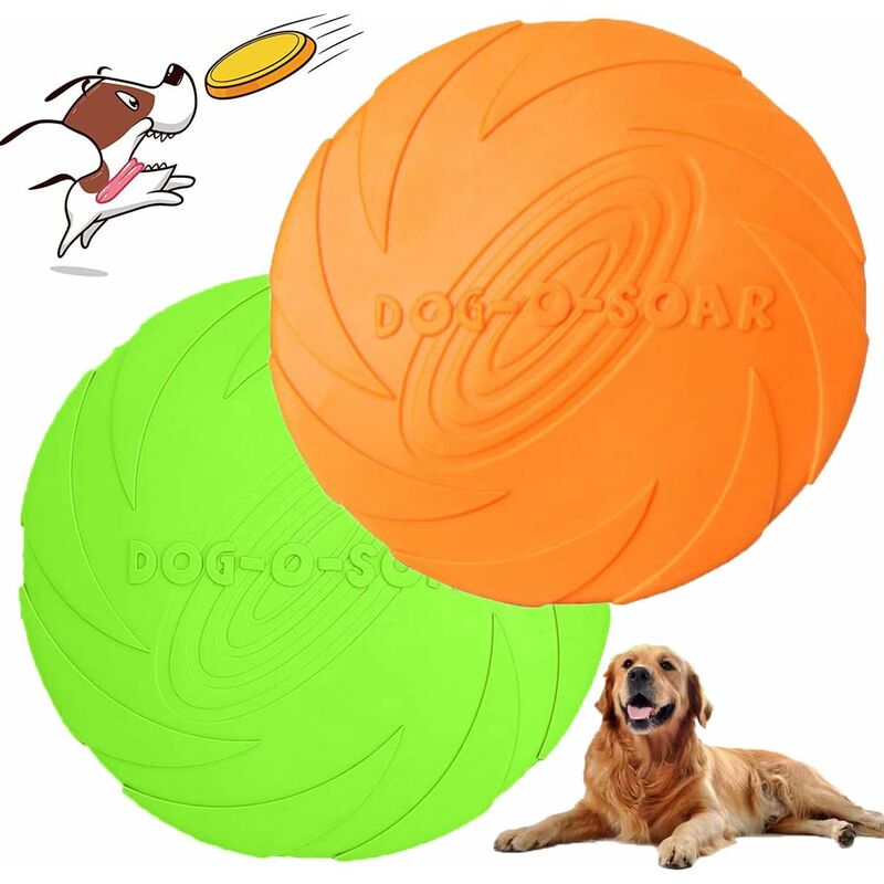 Disque Chien, Frisbees pour Chien, 2 Pcs Frisbee Jouet Chien, pour Jeux Sport Exercice Activité et Jeu en Plein, pour Petits Et Moyens Chiens (L)-Fei