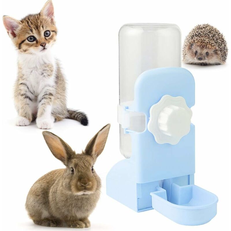 Kueatily - Distributeur Automatique Eau pour Petits Animaux et Petit Abreuvoir Suspendu pour Lapin Cobaye Furet Cochon d'Inde, Bleu