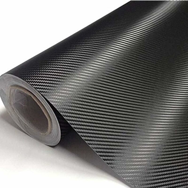 Film Autocollant Fibre de Carbone, 3D Film d'emballage Automobile en Fibre de Carbone Auto-adhésif Film de Protection de Seuil de Porte de Voiture