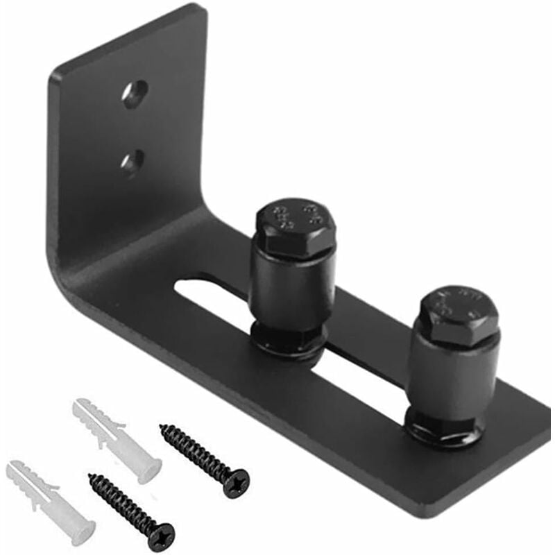 Kueatily - Guide de Plancher de Porte de Grange, 1 PCSRouleau Réglable Guide au Sol Avec vis Ferrures de Porte de Grange Rails de Voie Noir-Fei Yu