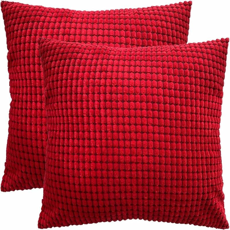 Kueatily - Housse de coussin en velours côtelé 2 pièces (rouge, 6060 cm)-Fei Yu