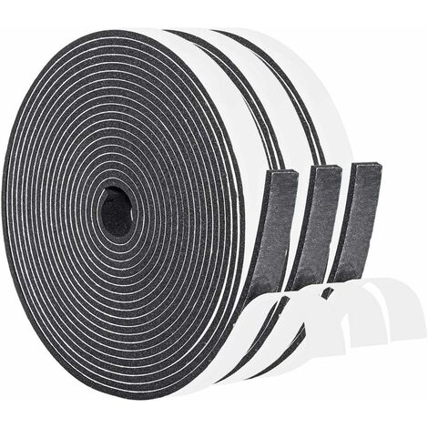 kueatily Joint Caoutchouc Adhésif 2 Rouleau 12mm(l) x6mm(H) x8m(L) Bande de Joint Auto-adhésives en Néoprène Chambranle Fenêtre Automobile Preuve de Collision Ruban Adhésif Noir (chacun 4m)