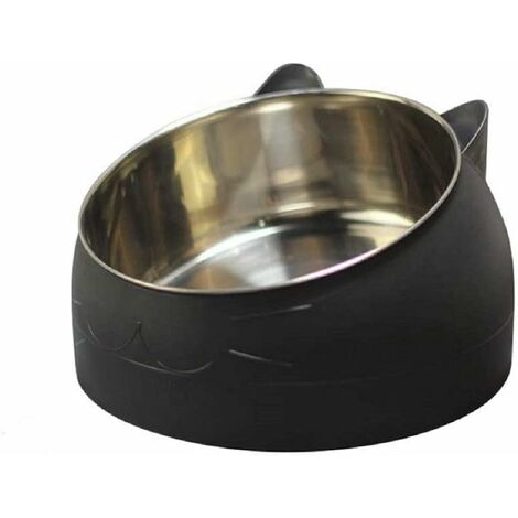kueatily Katzennapf 1L Edelstahl Fressnapf Anti-Rutsch-Boden Anti-Überlauf Gummimatte Großer Hundenapf Schwarz