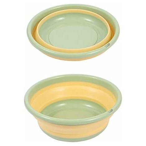 kueatily Lavabo rond multifonctionnel en silicone pliable (M, Vert-jaune)