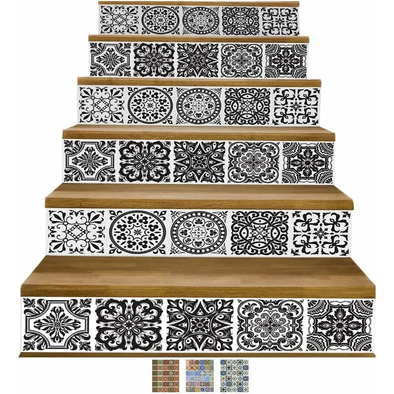 Kueatily - Lot de 6 autocollants d'escalier étanches en vinyle de-Fei Yu