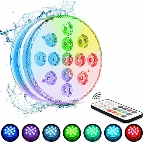 kueatily Lumières Led Submersibles GolWof 13-LED Lampe LED Submersible 16 RGB Couleurs Submersible à LED IP68 Étanche Lumières LED avec Télécommande Décoration pour Vase Aquarium Piscine Fontaine Mari