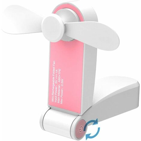 kueatily Mini ventilateur portable de poche, ventilateur de bureau, avec USB, rechargeable, pour la maison ou les voyages, 2 vitesses, Vert, small hanheld fan Rose