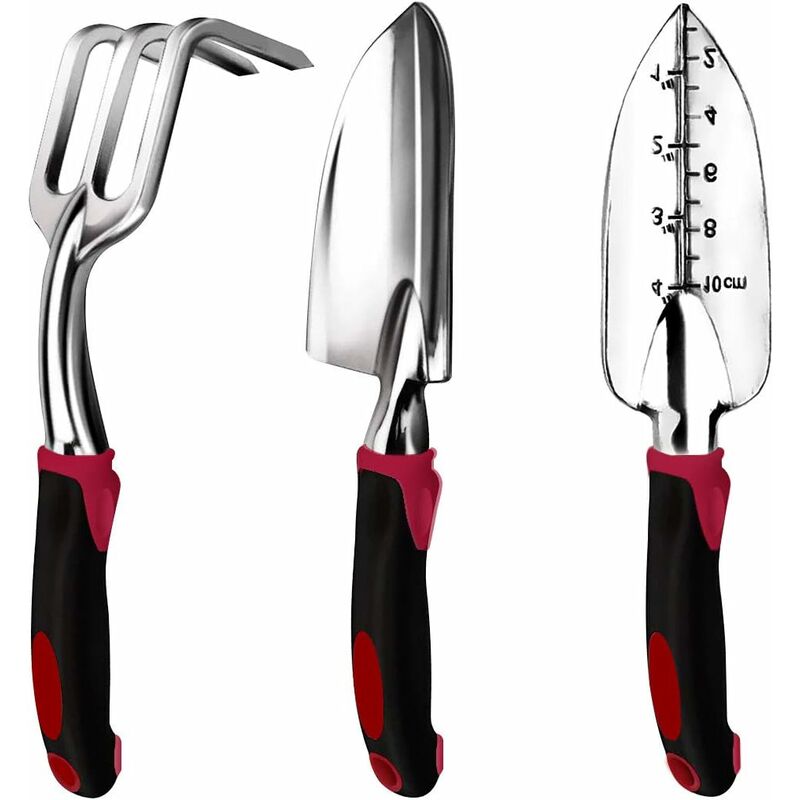 3pcs en acier inoxydable outils à main jardinage cadeau set, y compris la main de la main de la main de couteau et cultivateur