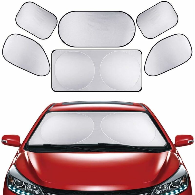 kueatily Pare-Brise-Soleil Couverture 6PCS Pare Soleil de Voiture Bloque Les Rayons UV Protector Réflecteur Solaire Avant ou Arrière pour Soleil UV