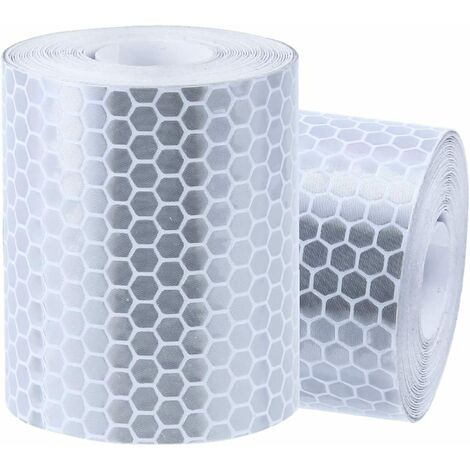 kueatily Ruban adhésif réfléchissant ruban adhésif pour ruban d'avertissement de sécurité ruban de marquage de sécurité argent blanc 2 rouleaux 5300cm