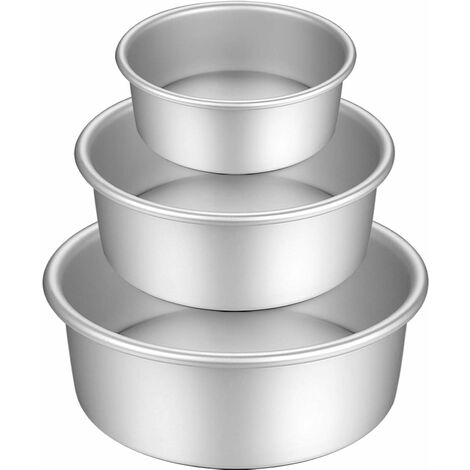 Compleanni e Natale 3PCS 6 Pollici Tortiere Rotonde in Alluminio Set di Stampi per Torta Rotonda Tortiera Rotonda in Alluminio Antiaderente con Fondo Rimovibile per Torte Nuziali 