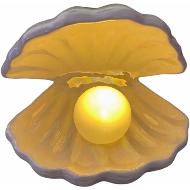 Shell Pearl Lamp Style Européen Lumières Perle En Céramique Figure Table Top Ocean Lampe Ornement pour Pépinière Chambre Salon Blanc-Fei Yu
