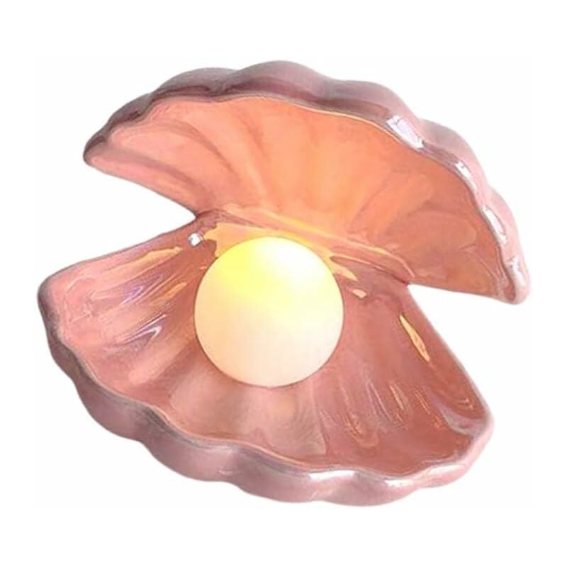 Shell perle lampe de style européen lumières perle en céramique Figure dessus de table océan lampe ornement pour pépinière chambre salon rose-Fei Yu