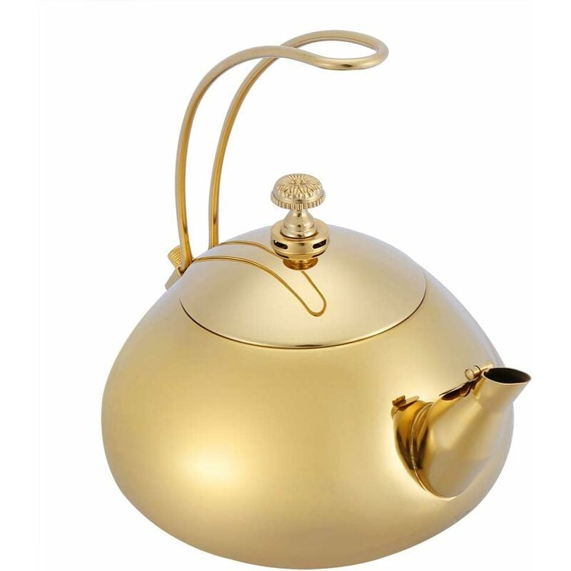 Théière Classique En Acier Inoxydable 1.5 l Avec Filtre à Feuilles De Thé En Vrac Doré-Fei Yu