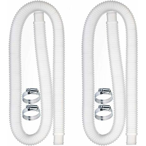 kueatily Tuyau de Remplacement pour Piscine, Accessoires de Tuyau de Pompe à Filtre avec 4 Clips Métalliques, Tuyau de Piscine Long de 59x1,25 Pouces pour Pompe, Accessoires de Piscine