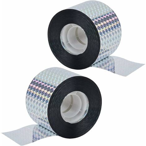 kueatily Un Lot de 2 Rouleaux Bande Anti Oiseaux, Ruban Réfléchissant pour Oiseaux,Oiseaux Bande Répulsive Anti Oiseaux Réfléchissant,Utilisé pour,Protéger Le Balcon et l'Arbres (2.4cm)